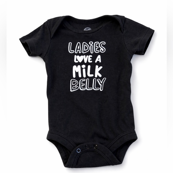 wonder nation Other - wonder nation Black Baby Bodysuit with White Text “ladies love a milk belly”